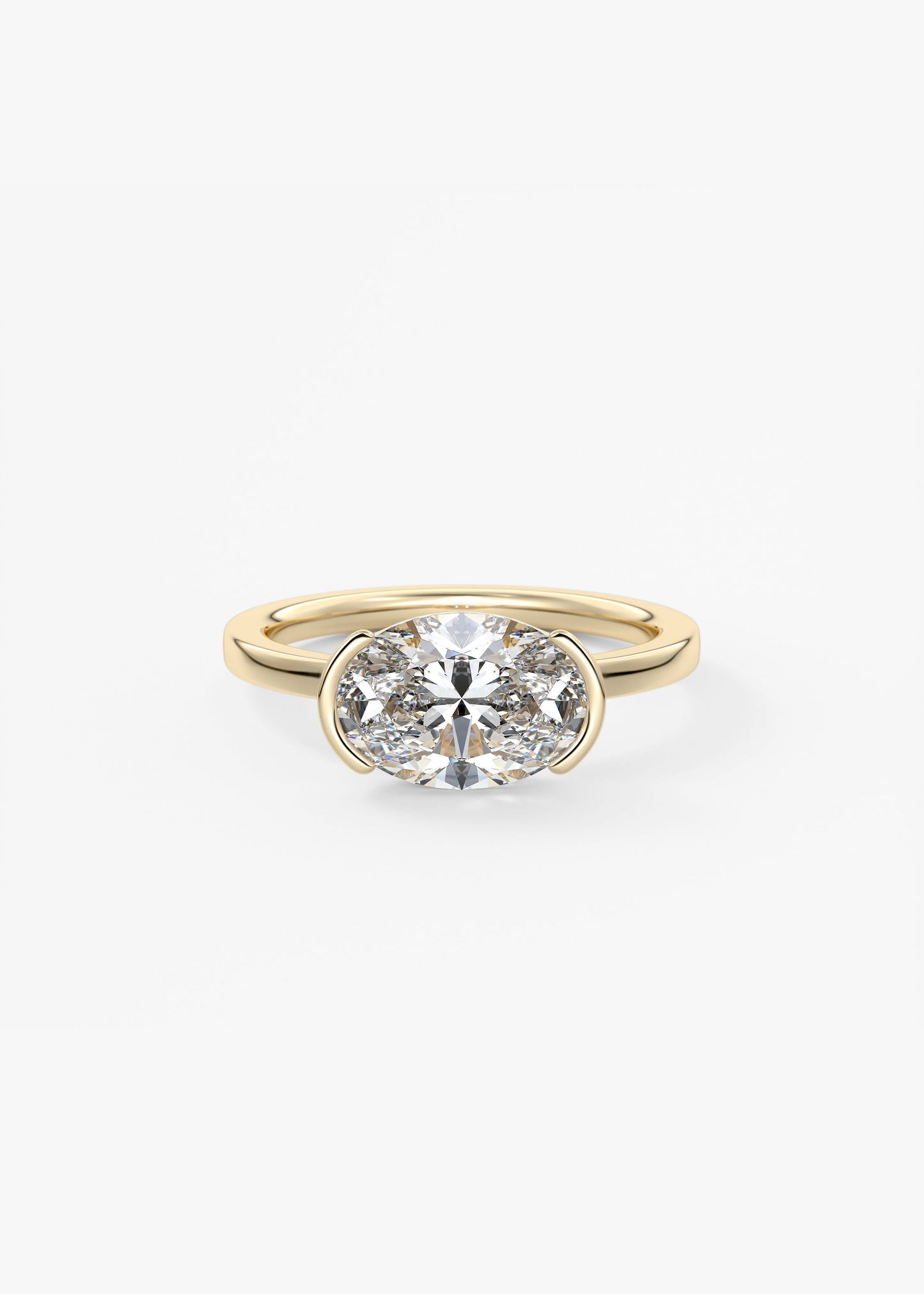 Oval East West Half Bezel Lab Grown Diamond Engagement Ring