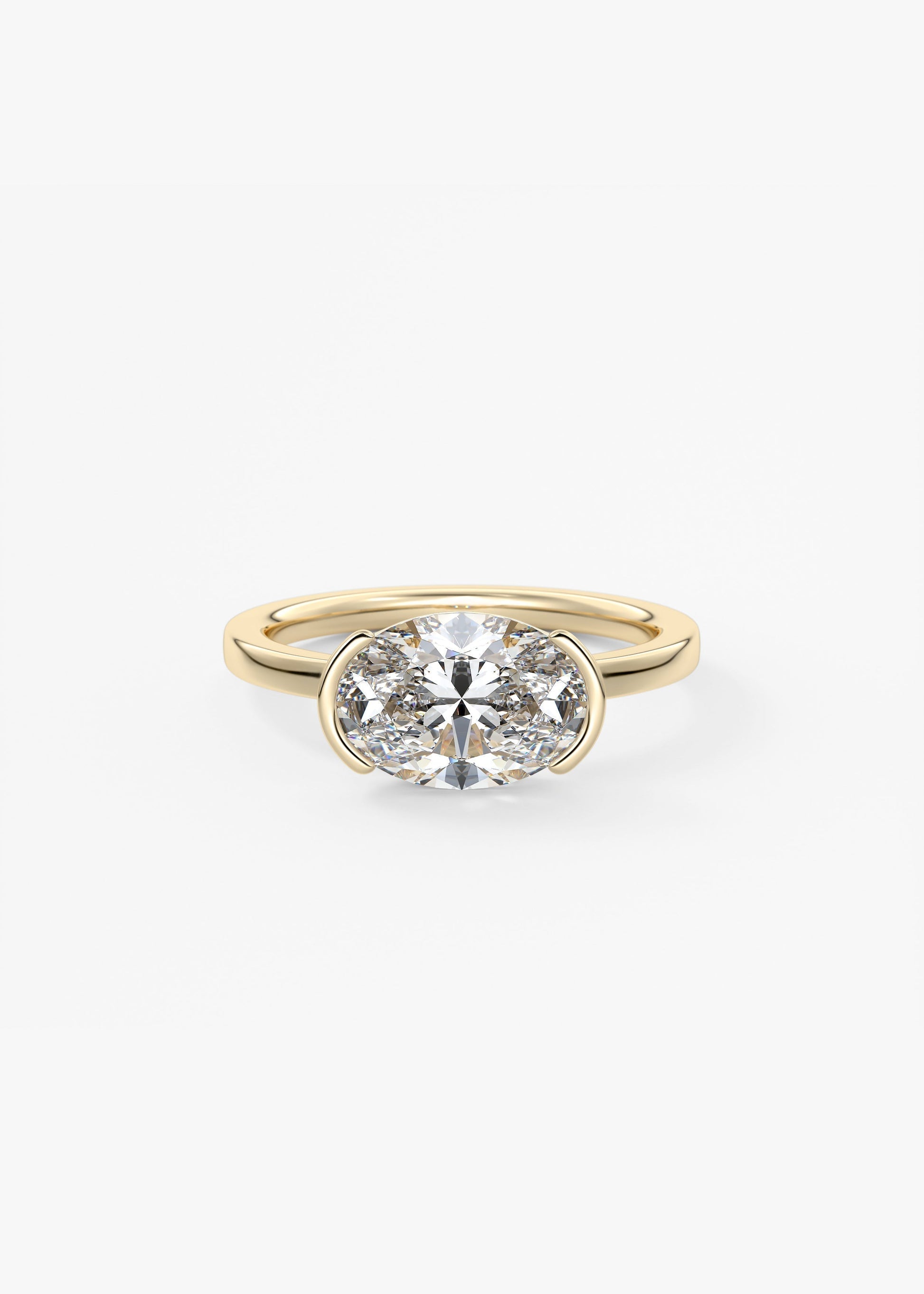 Oval East West Half Bezel Lab Grown Diamond Engagement Ring