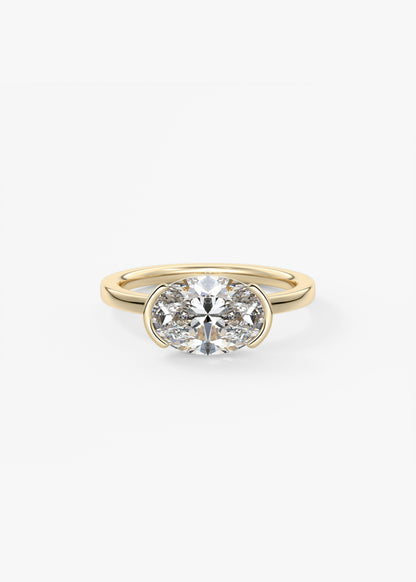 Oval East West Half Bezel Lab Grown Diamond Engagement Ring