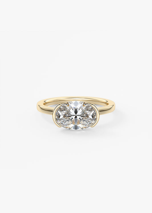 Oval East West Half Bezel Lab Grown Diamond Engagement Ring