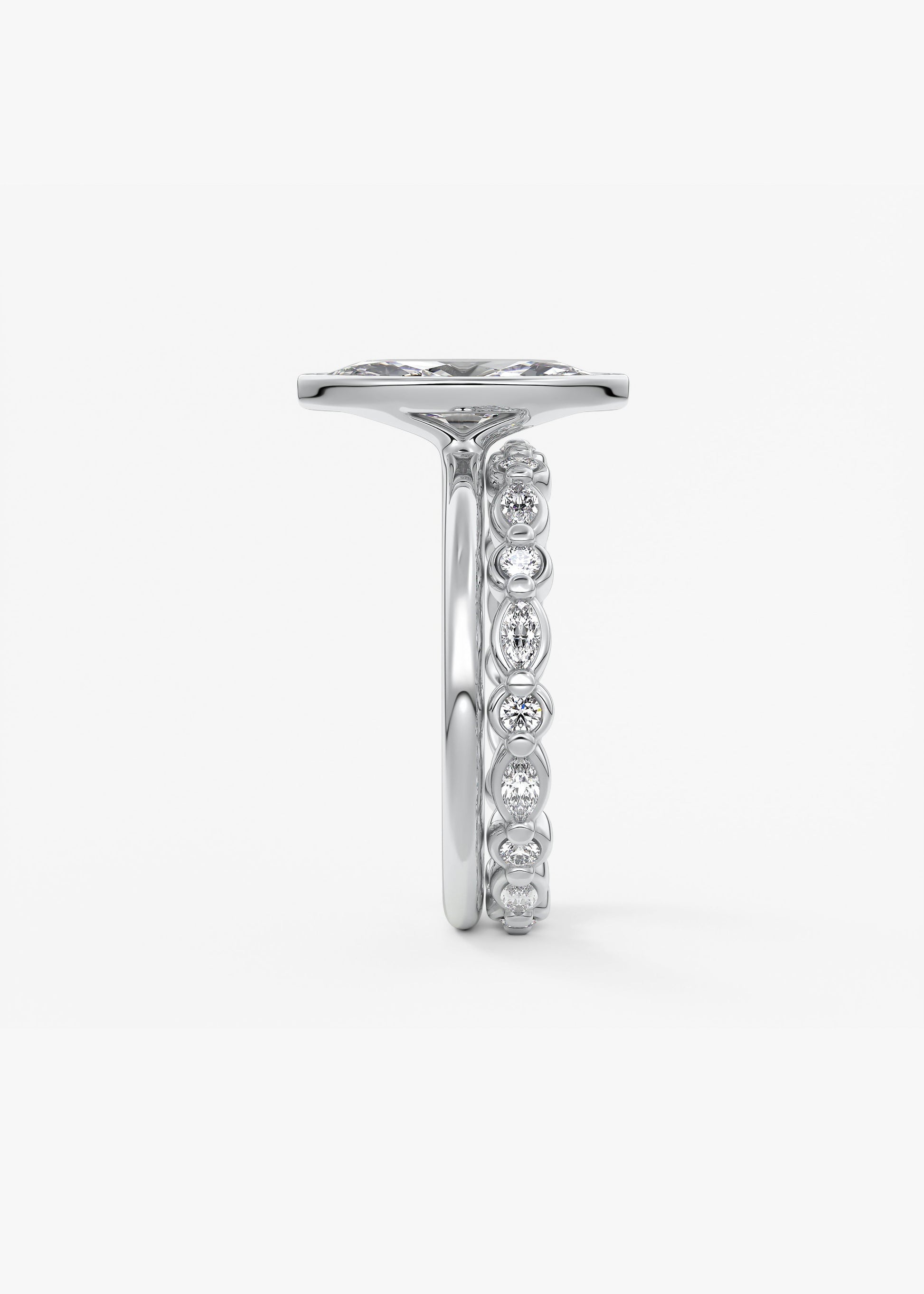 Marquise Bezel Lab Grown Diamond Engagement Ring
