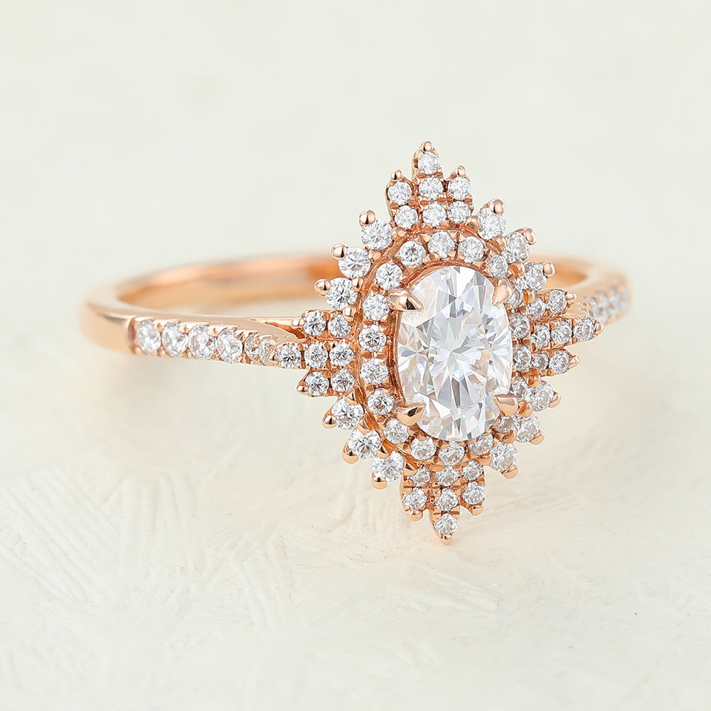 Oval Cluster Lab-Grown Diamond Engagement Ring