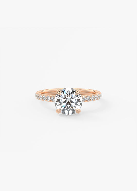 Round Pave Lab Grown Diamond Engagement Ring