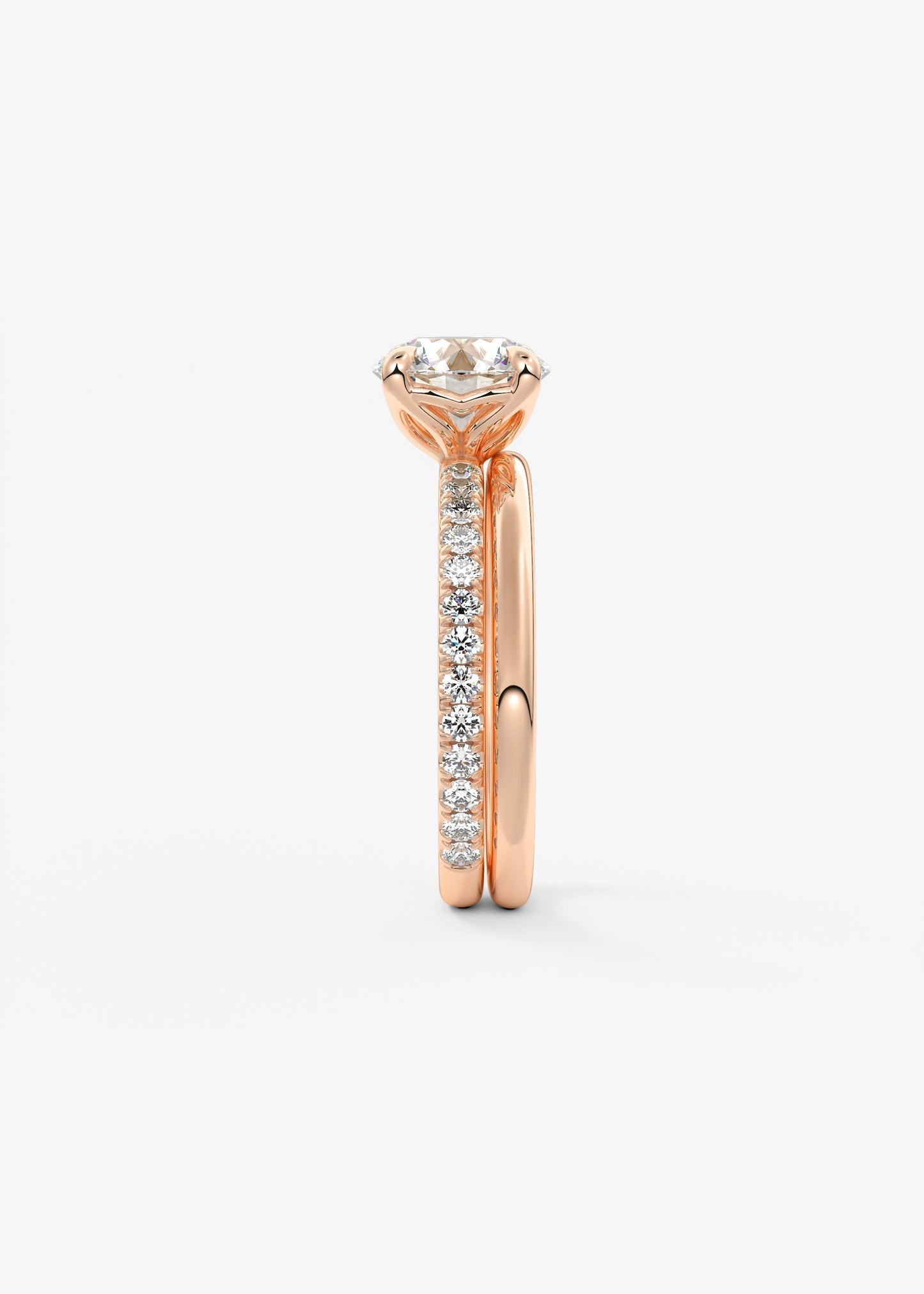 Round Pave Lab Grown Diamond Engagement Ring