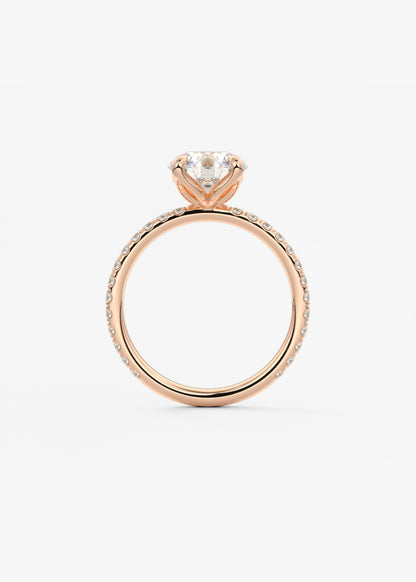 Round Pave Lab Grown Diamond Engagement Ring