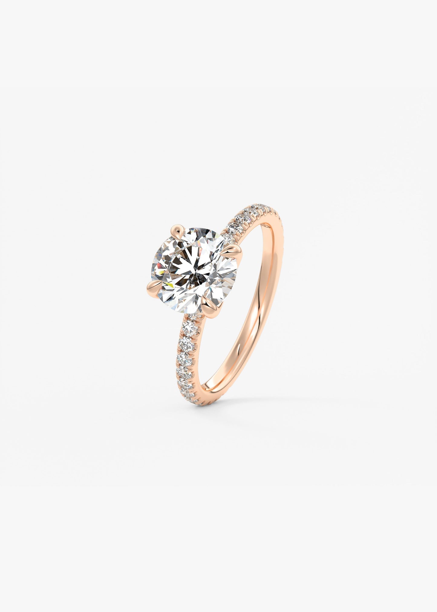 Round Pave Lab Grown Diamond Engagement Ring