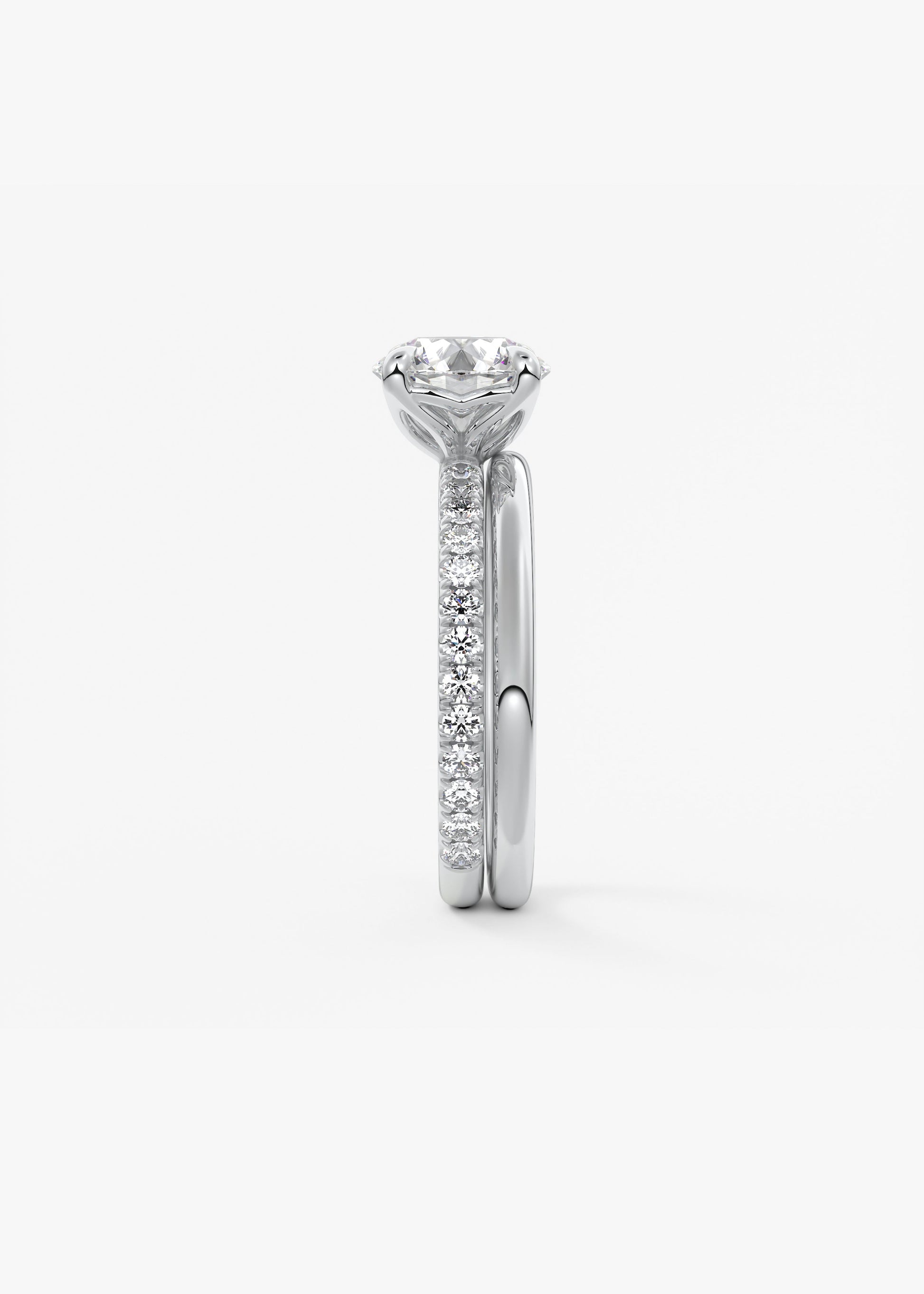 Round Pave Lab Grown Diamond Engagement Ring