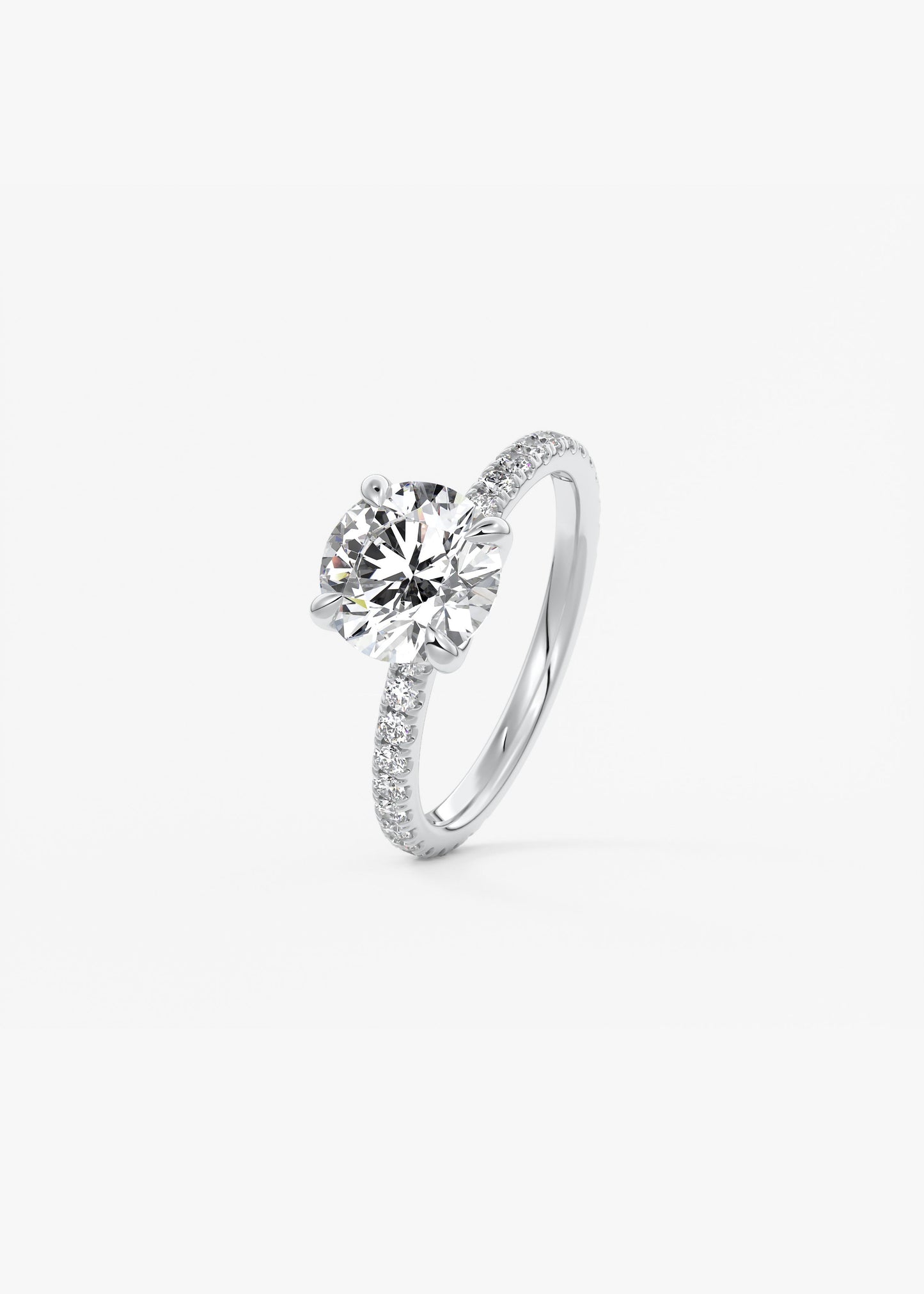 Round Pave Lab Grown Diamond Engagement Ring