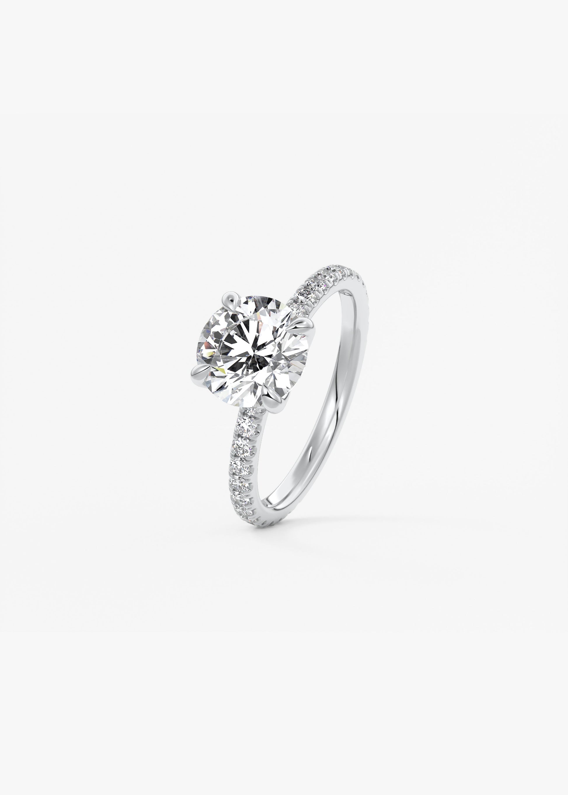 Round Pave Lab Grown Diamond Engagement Ring