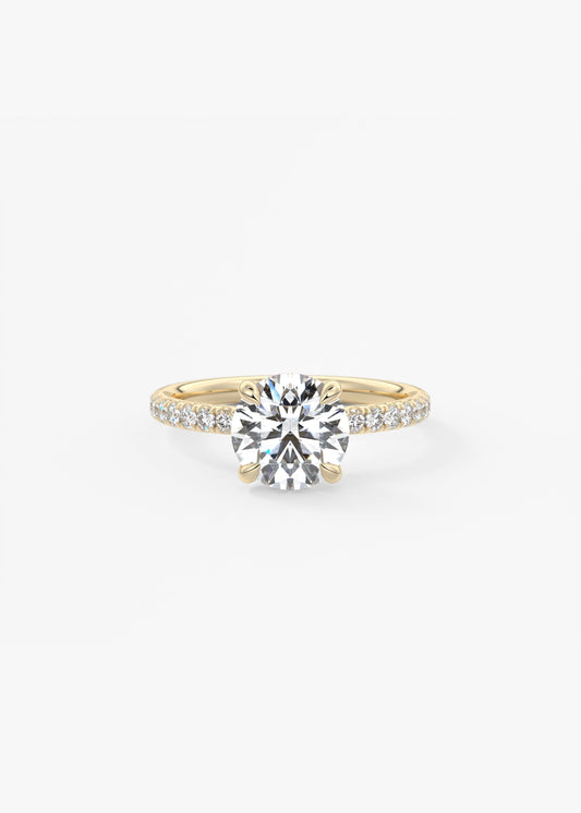 Round Pave Lab Grown Diamond Engagement Ring