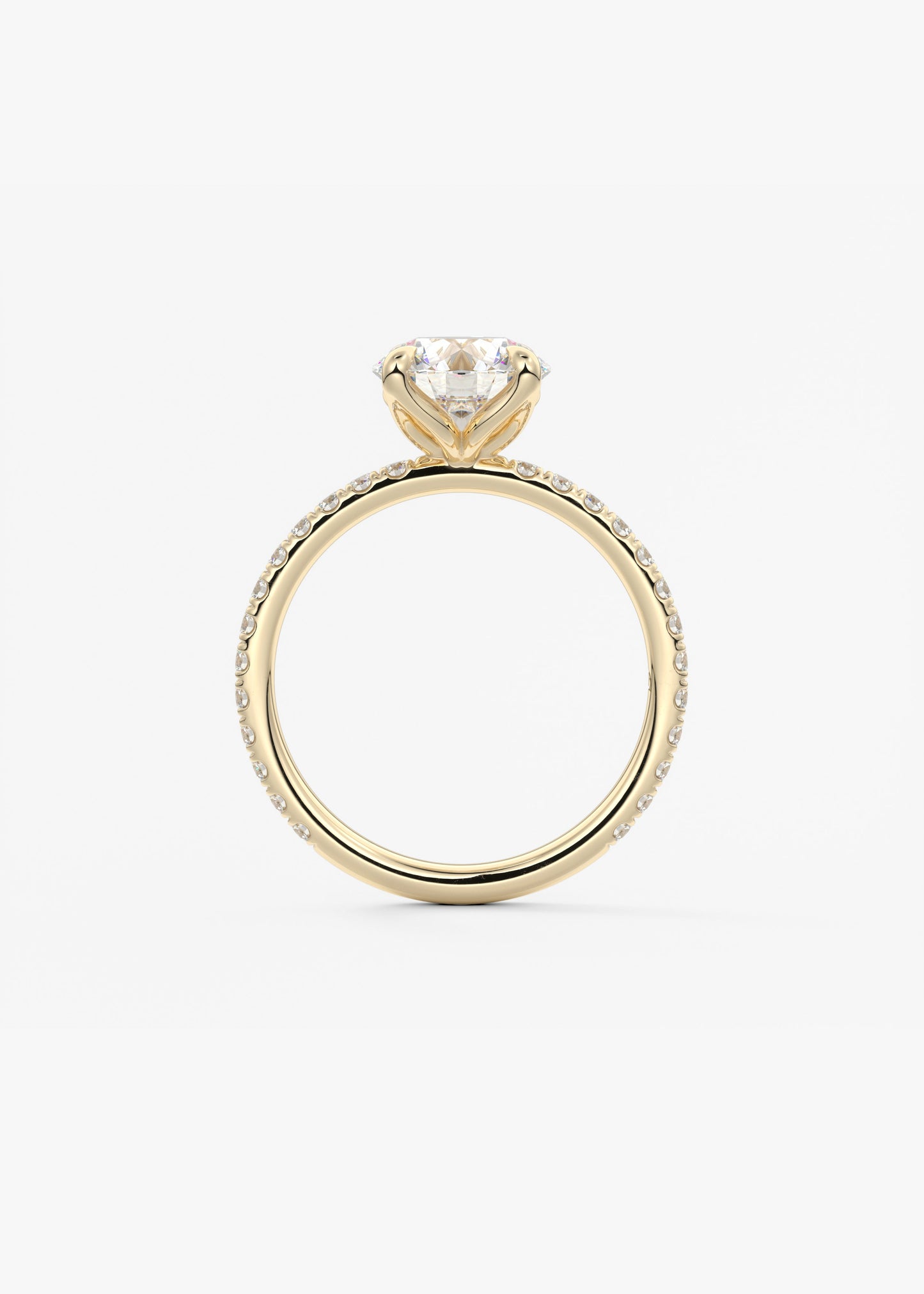 Round Pave Lab Grown Diamond Engagement Ring