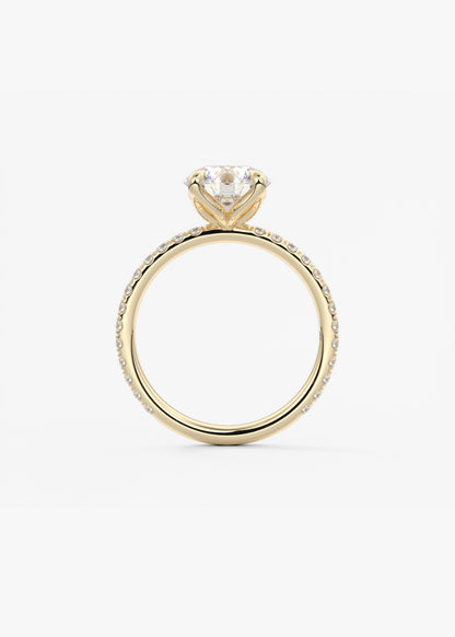 Round Pave Lab Grown Diamond Engagement Ring