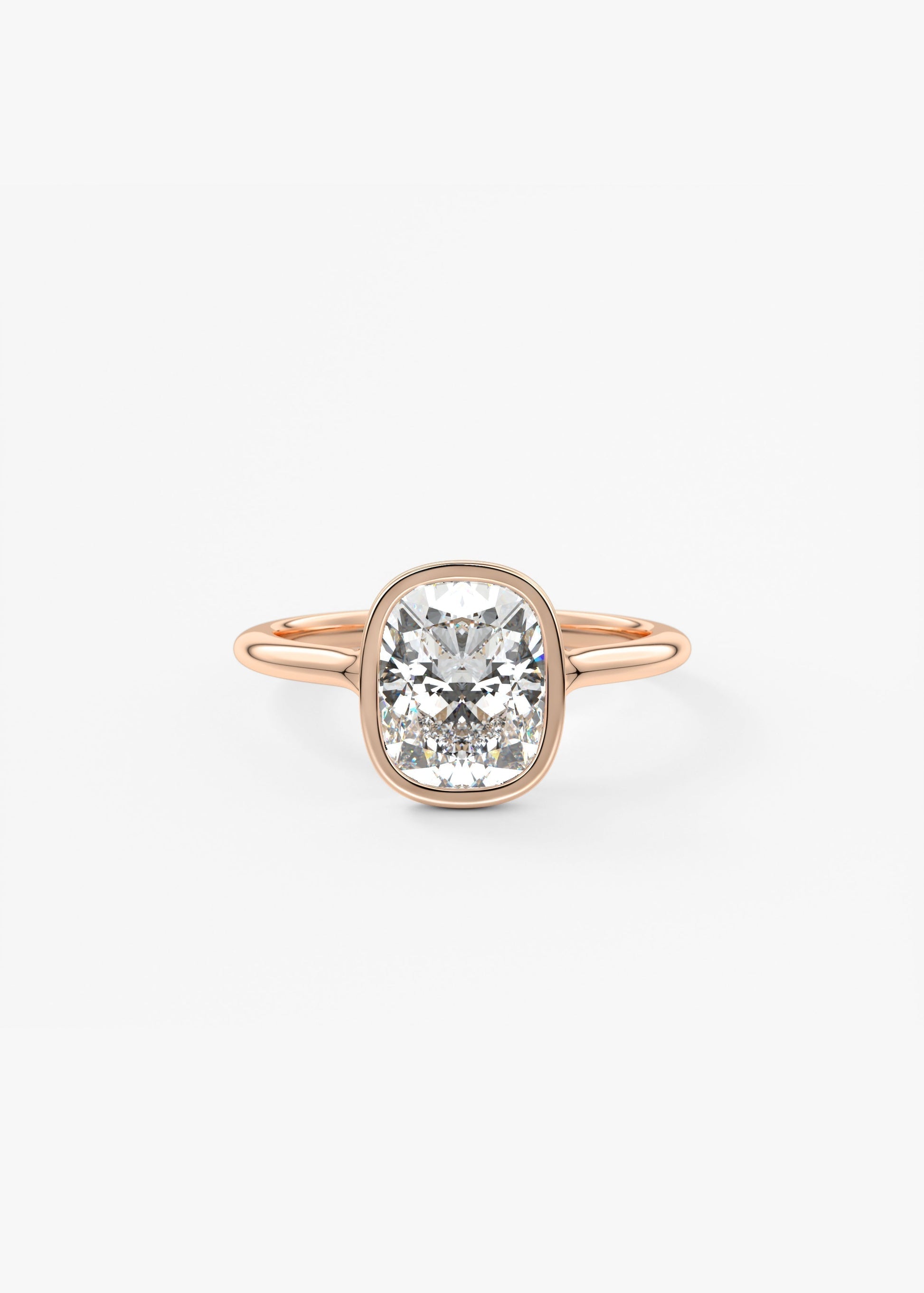 Elongated Cushion Bezel Lab Grown Diamond Engagement Ring