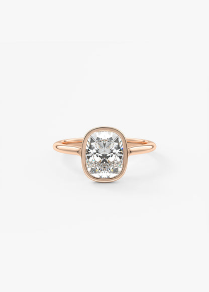 Elongated Cushion Bezel Lab Grown Diamond Engagement Ring