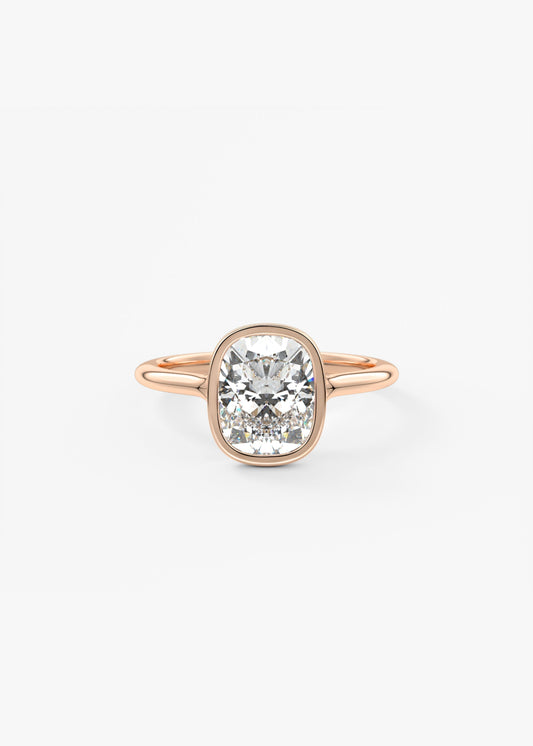 Elongated Cushion Bezel Lab Grown Diamond Engagement Ring