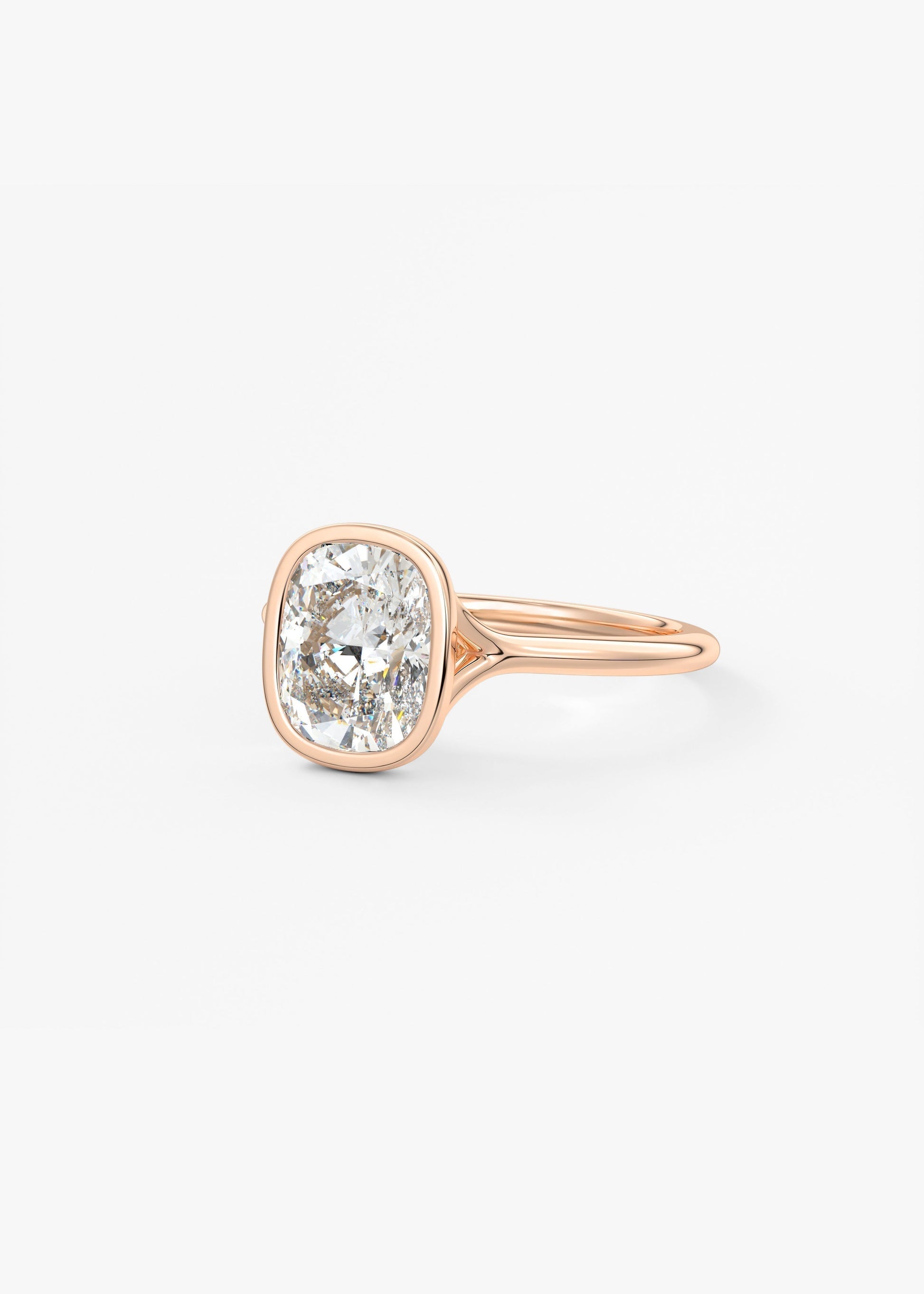 Elongated Cushion Bezel Lab Grown Diamond Engagement Ring
