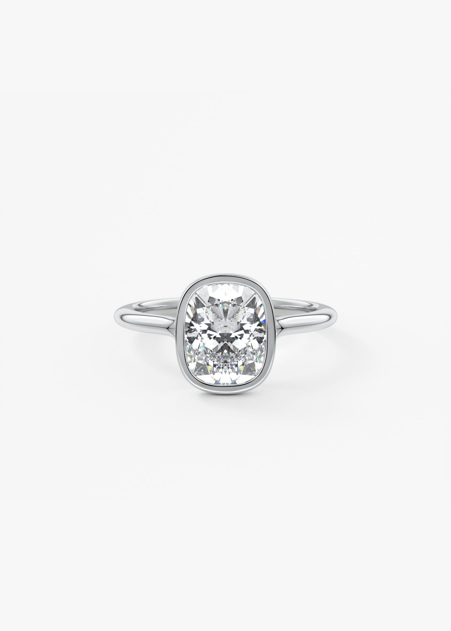 Elongated Cushion Bezel Lab Grown Diamond Engagement Ring