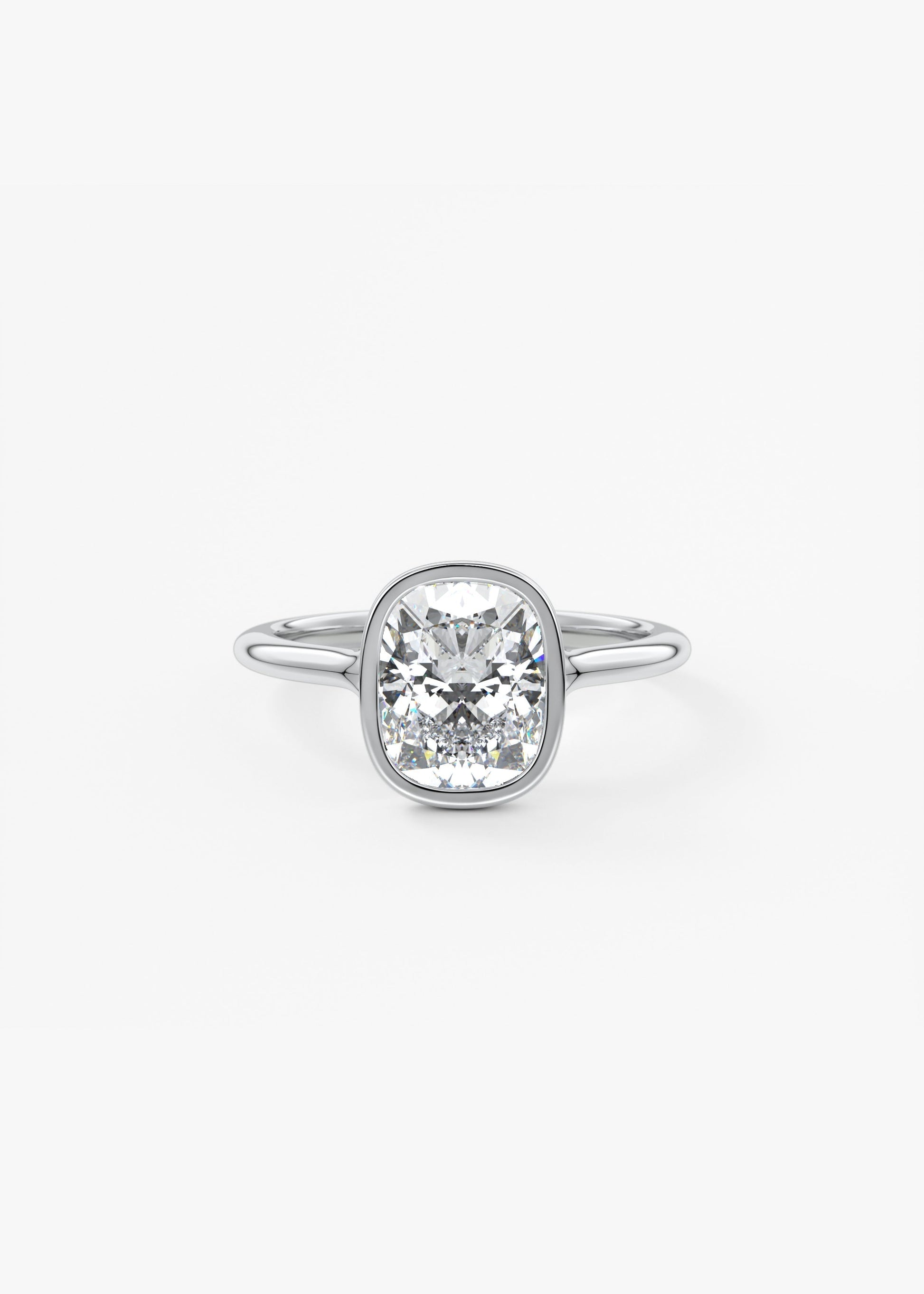 Elongated Cushion Bezel Lab Grown Diamond Engagement Ring