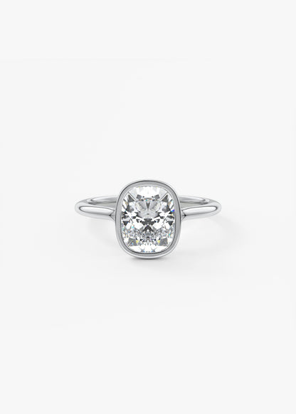 Elongated Cushion Bezel Lab Grown Diamond Engagement Ring