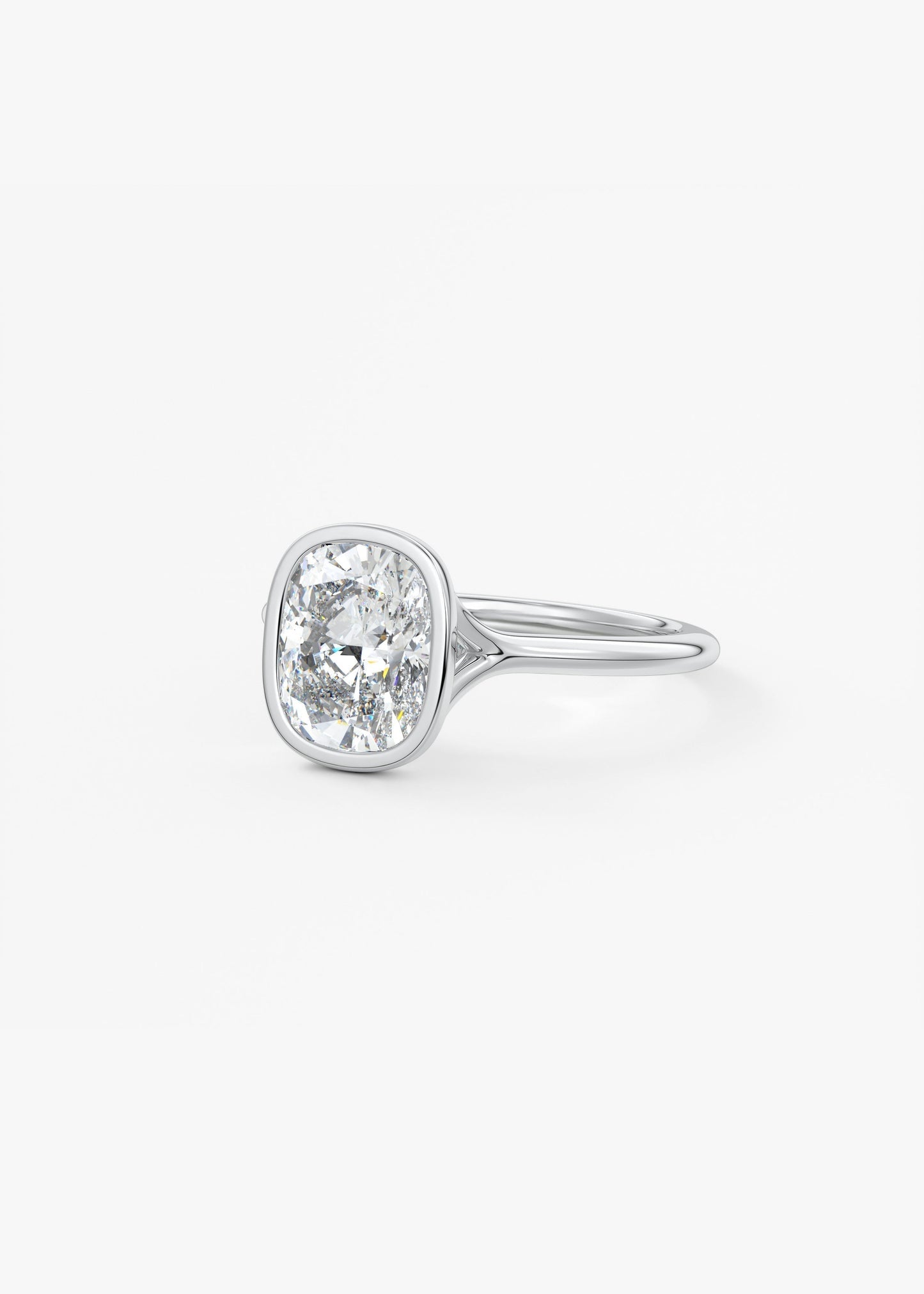Elongated Cushion Bezel Lab Grown Diamond Engagement Ring