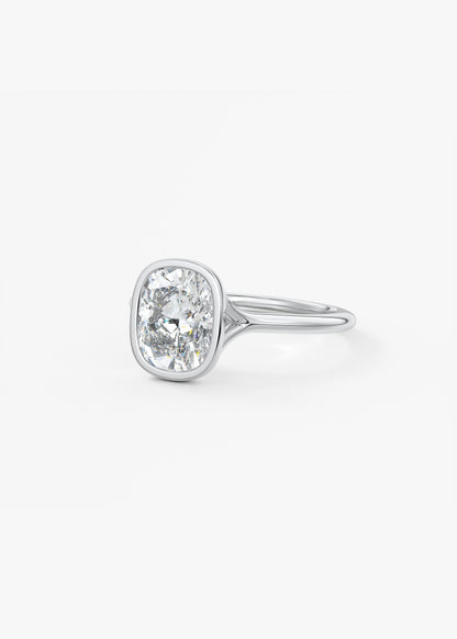 Elongated Cushion Bezel Lab Grown Diamond Engagement Ring