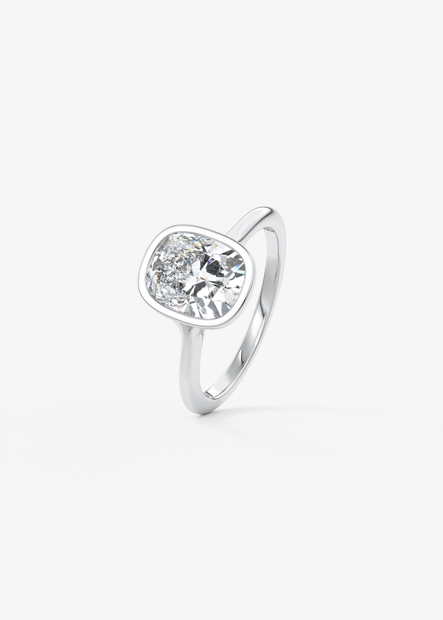 Elongated Cushion Bezel Lab Grown Diamond Engagement Ring