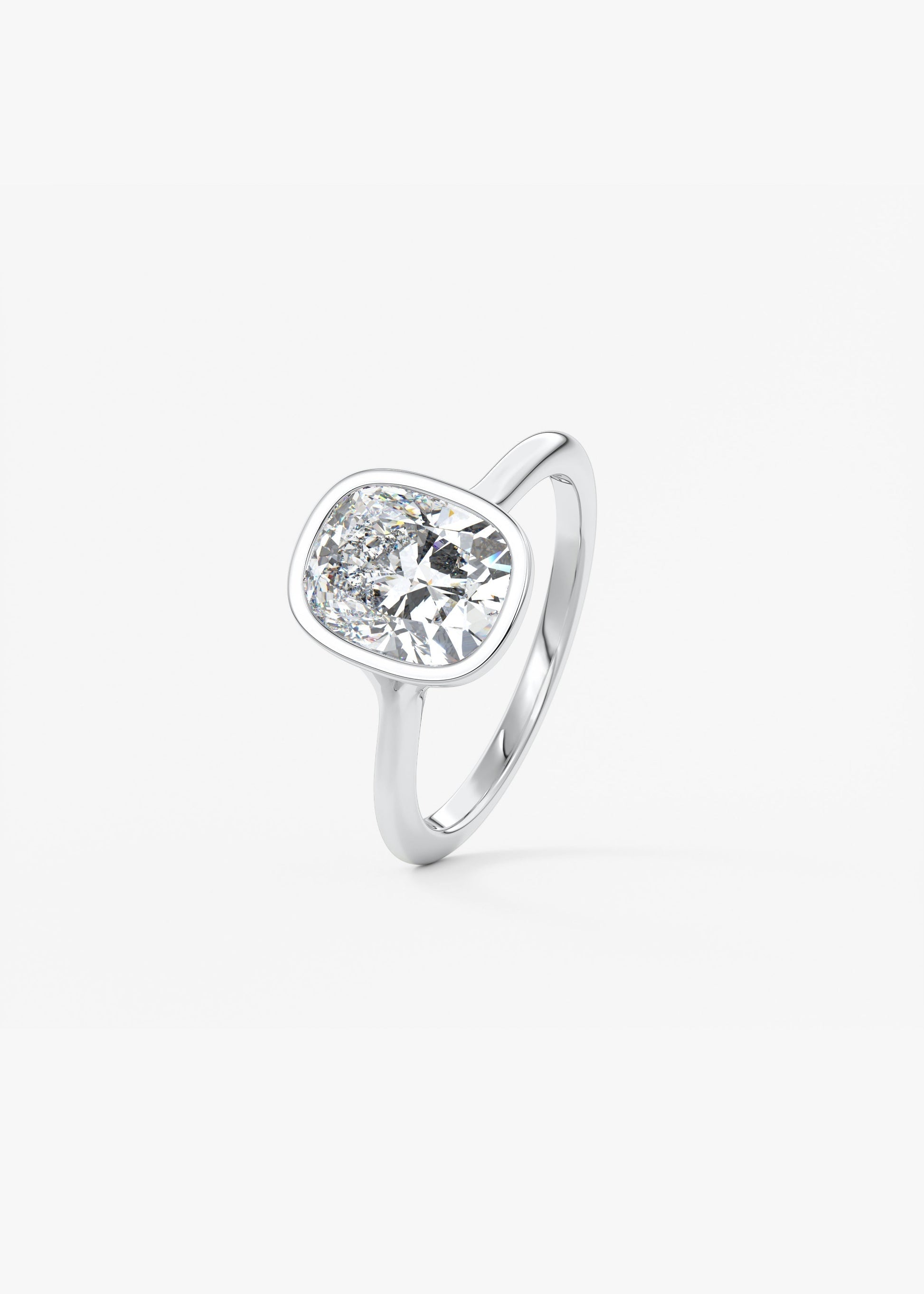 Elongated Cushion Bezel Lab Grown Diamond Engagement Ring
