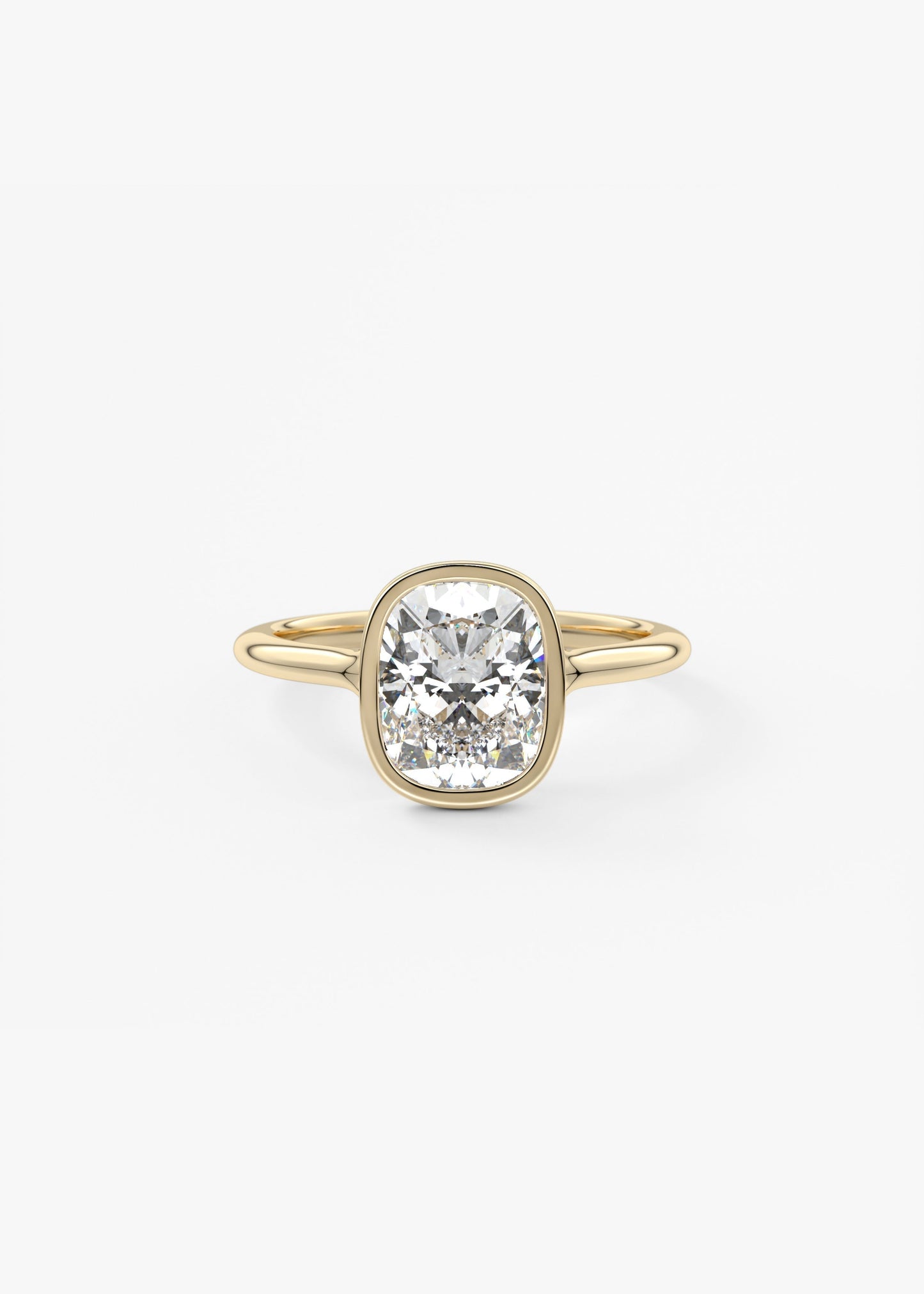 Elongated Cushion Bezel Lab Grown Diamond Engagement Ring