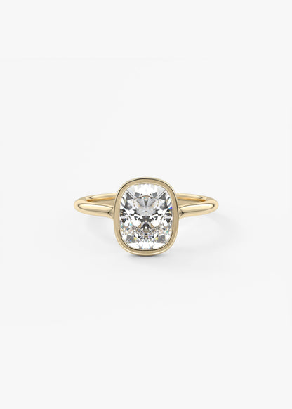 Elongated Cushion Bezel Lab Grown Diamond Engagement Ring