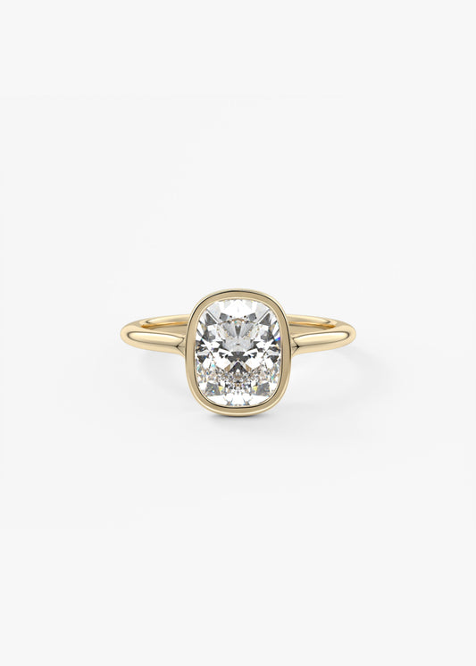 Elongated Cushion Bezel Lab Grown Diamond Engagement Ring