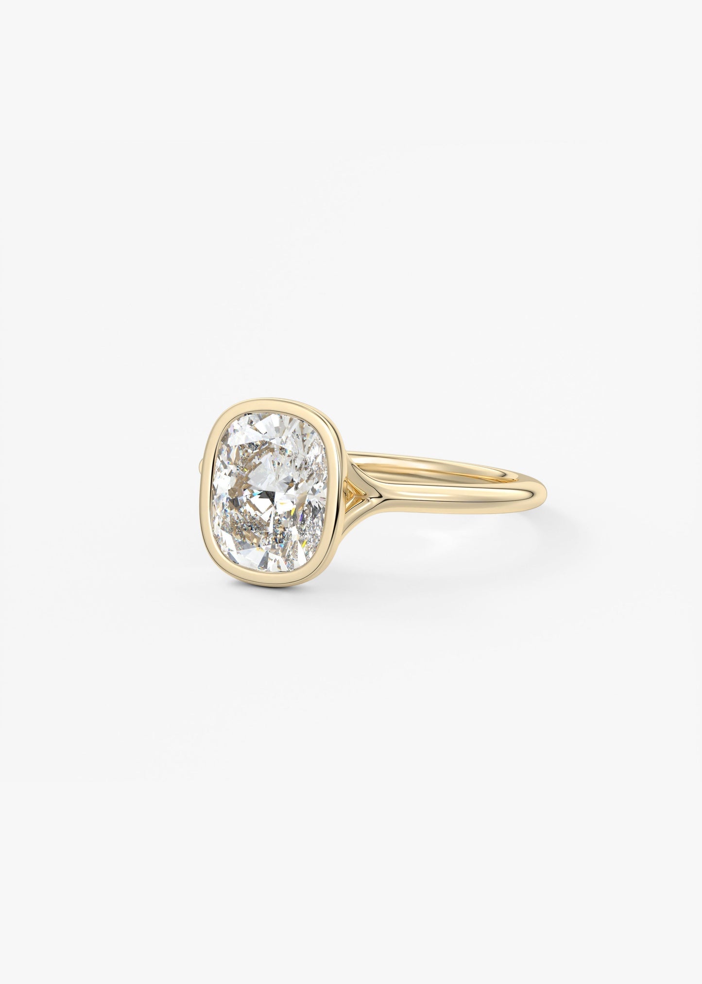 Elongated Cushion Bezel Lab Grown Diamond Engagement Ring