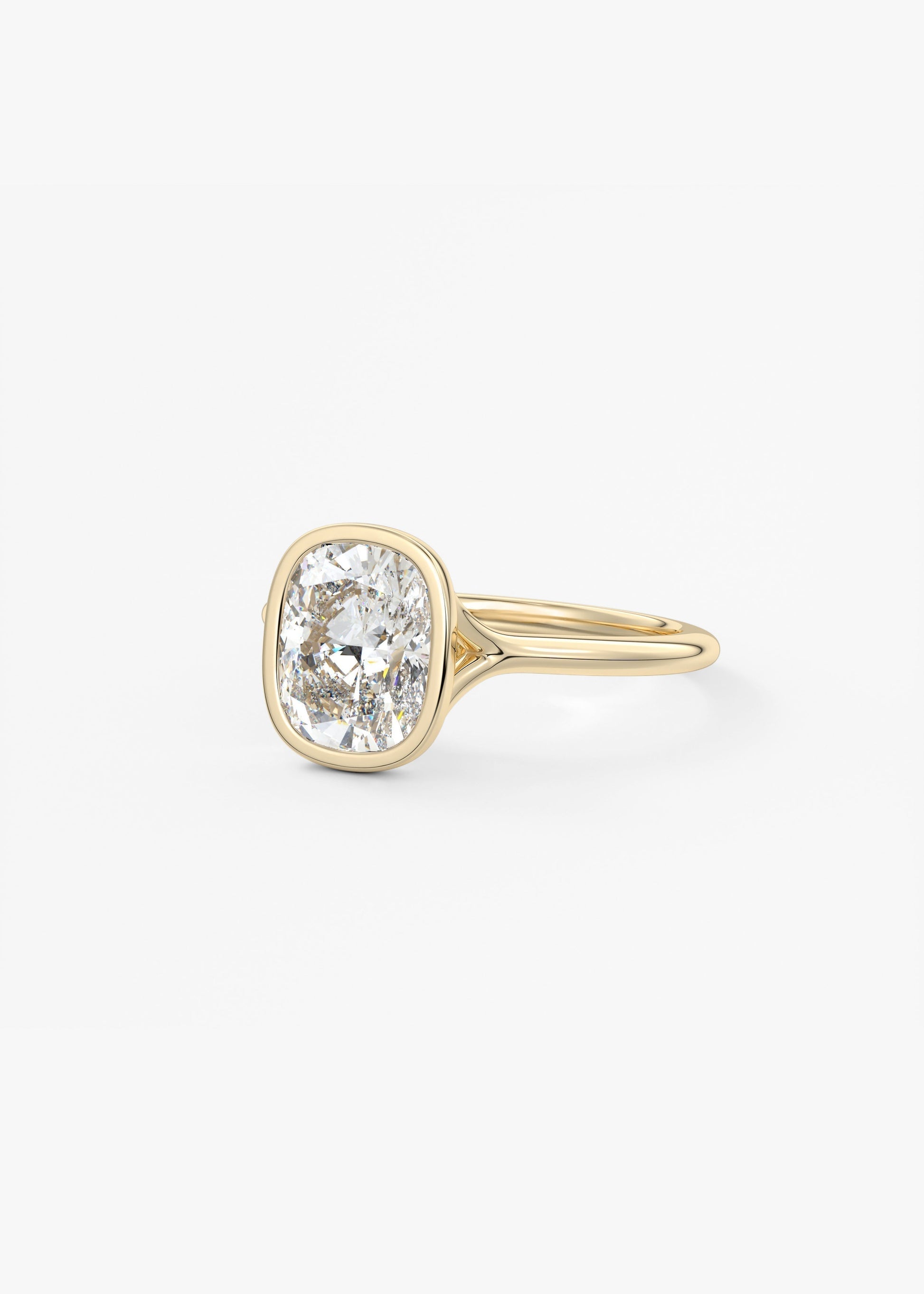 Elongated Cushion Bezel Lab Grown Diamond Engagement Ring