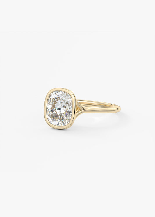 Elongated Cushion Bezel Lab Grown Diamond Engagement Ring