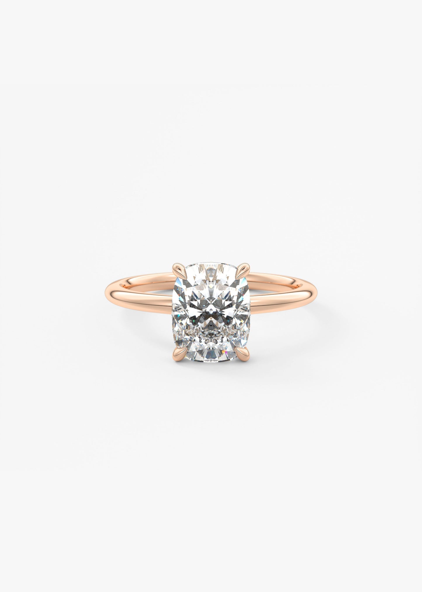 Elongated Cushion Hidden Halo Lab Grown Diamond Engagement Ring