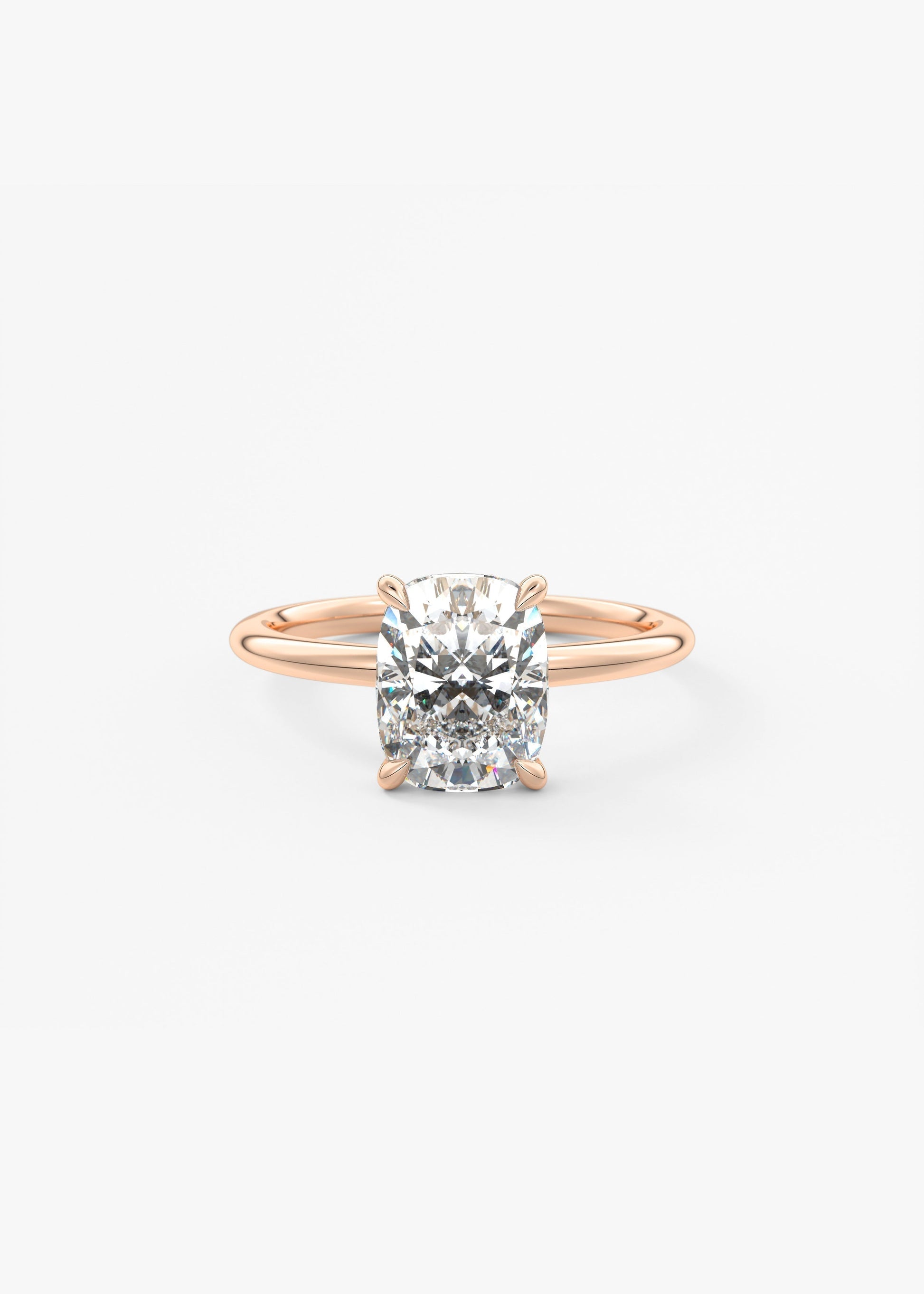 Elongated Cushion Hidden Halo Lab Grown Diamond Engagement Ring