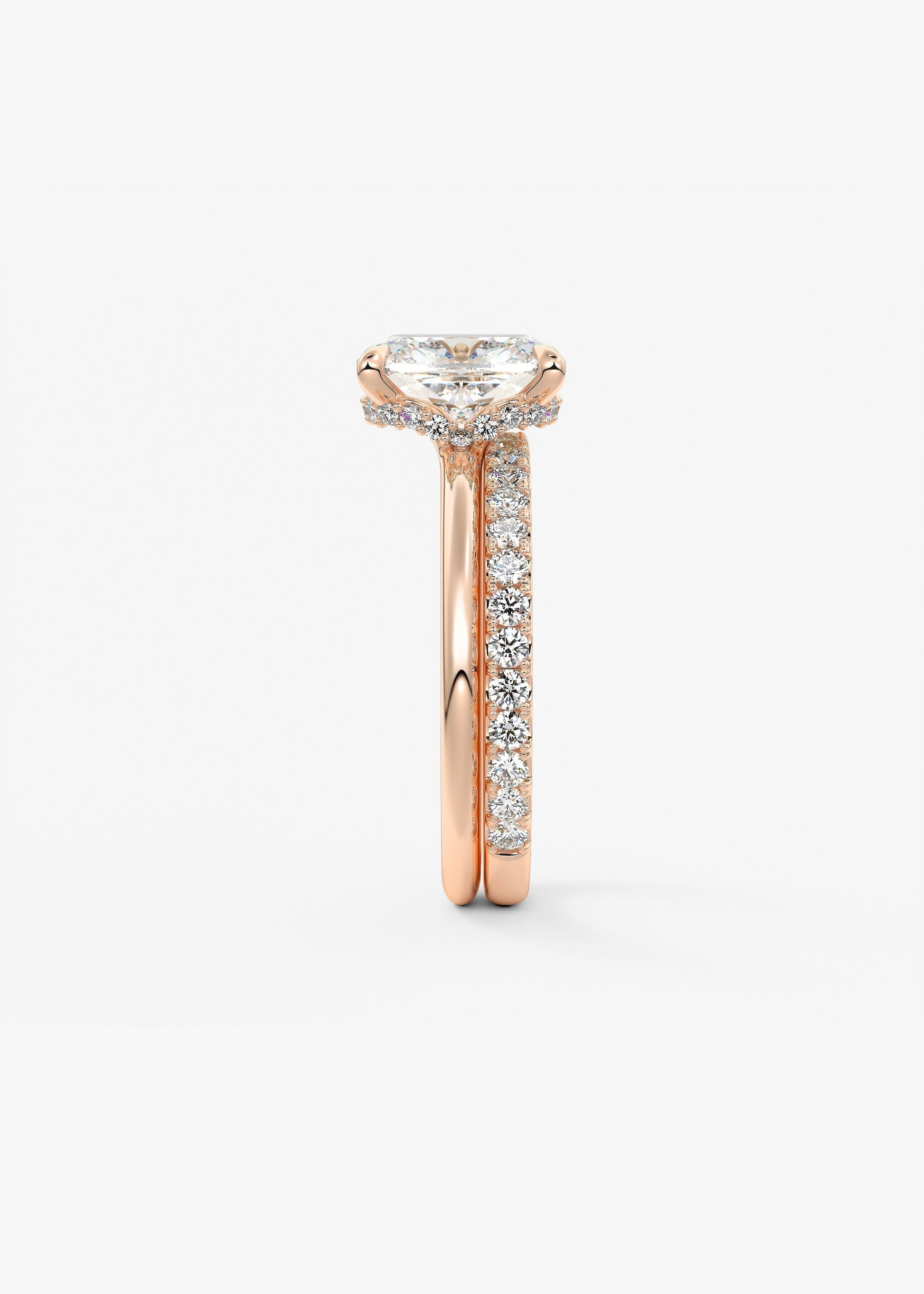 Elongated Cushion Hidden Halo Lab Grown Diamond Engagement Ring