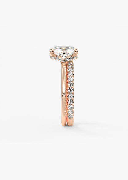 Elongated Cushion Hidden Halo Lab Grown Diamond Engagement Ring