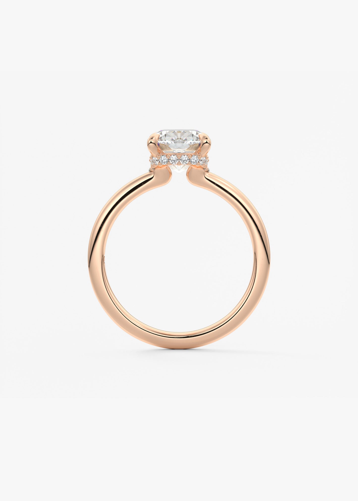 Elongated Cushion Hidden Halo Lab Grown Diamond Engagement Ring