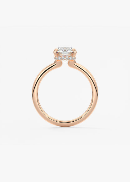 Elongated Cushion Hidden Halo Lab Grown Diamond Engagement Ring