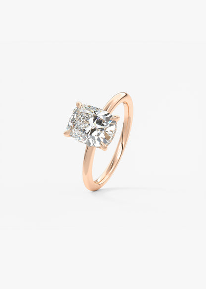 Elongated Cushion Hidden Halo Lab Grown Diamond Engagement Ring