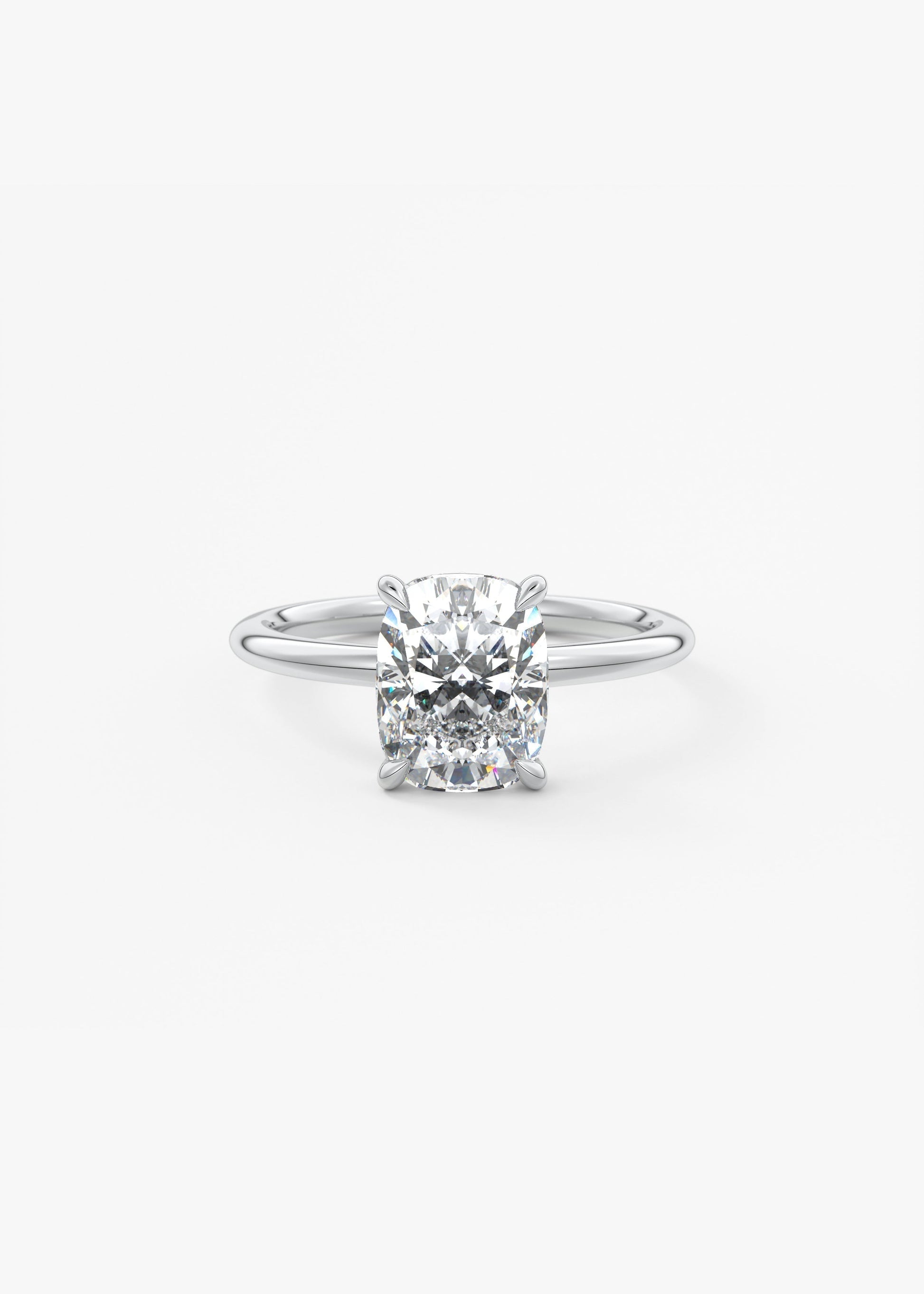 Elongated Cushion Hidden Halo Lab Grown Diamond Engagement Ring