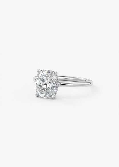Elongated Cushion Hidden Halo Lab Grown Diamond Engagement Ring
