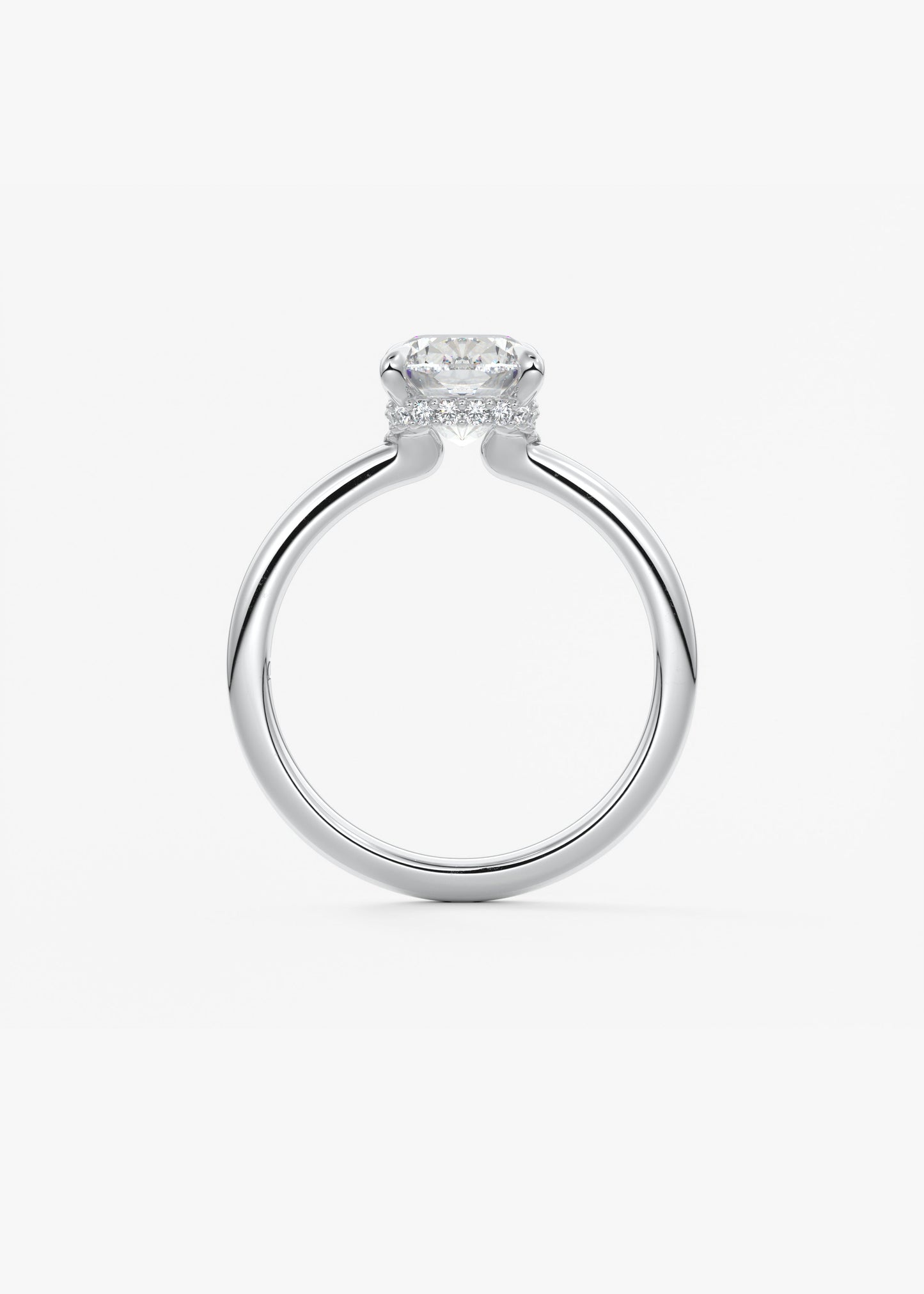 Elongated Cushion Hidden Halo Lab Grown Diamond Engagement Ring