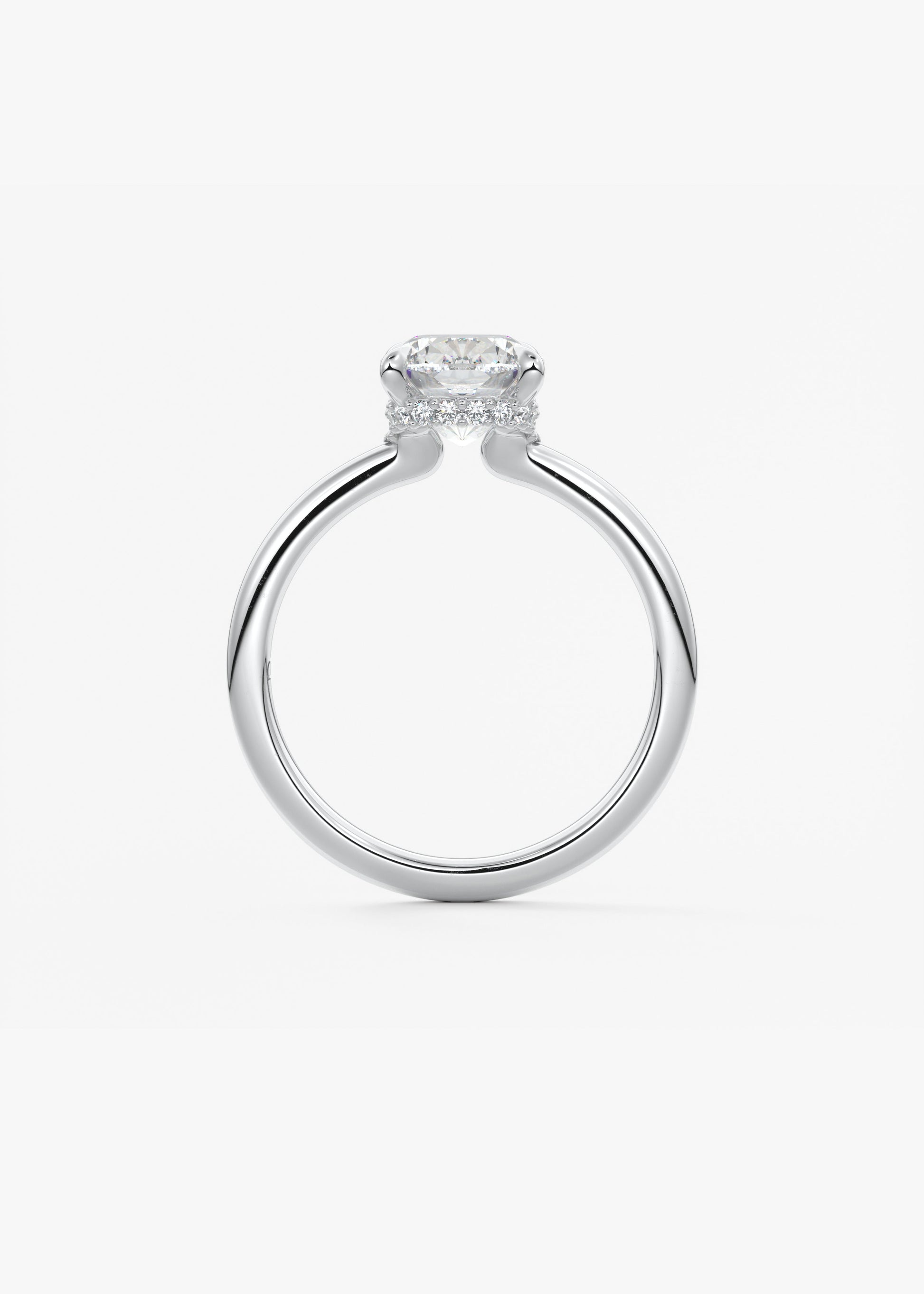 Elongated Cushion Hidden Halo Lab Grown Diamond Engagement Ring