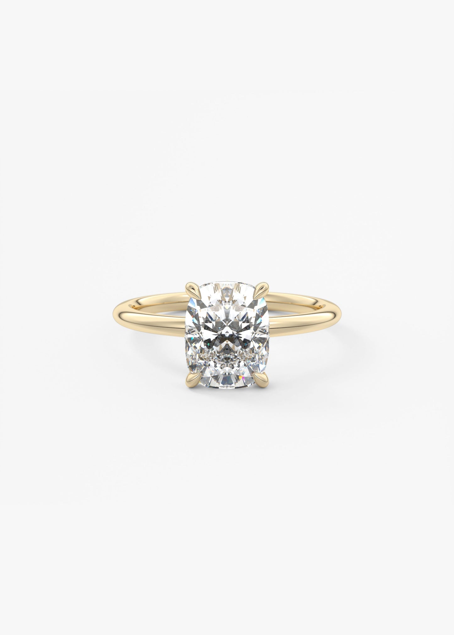 Elongated Cushion Hidden Halo Lab Grown Diamond Engagement Ring