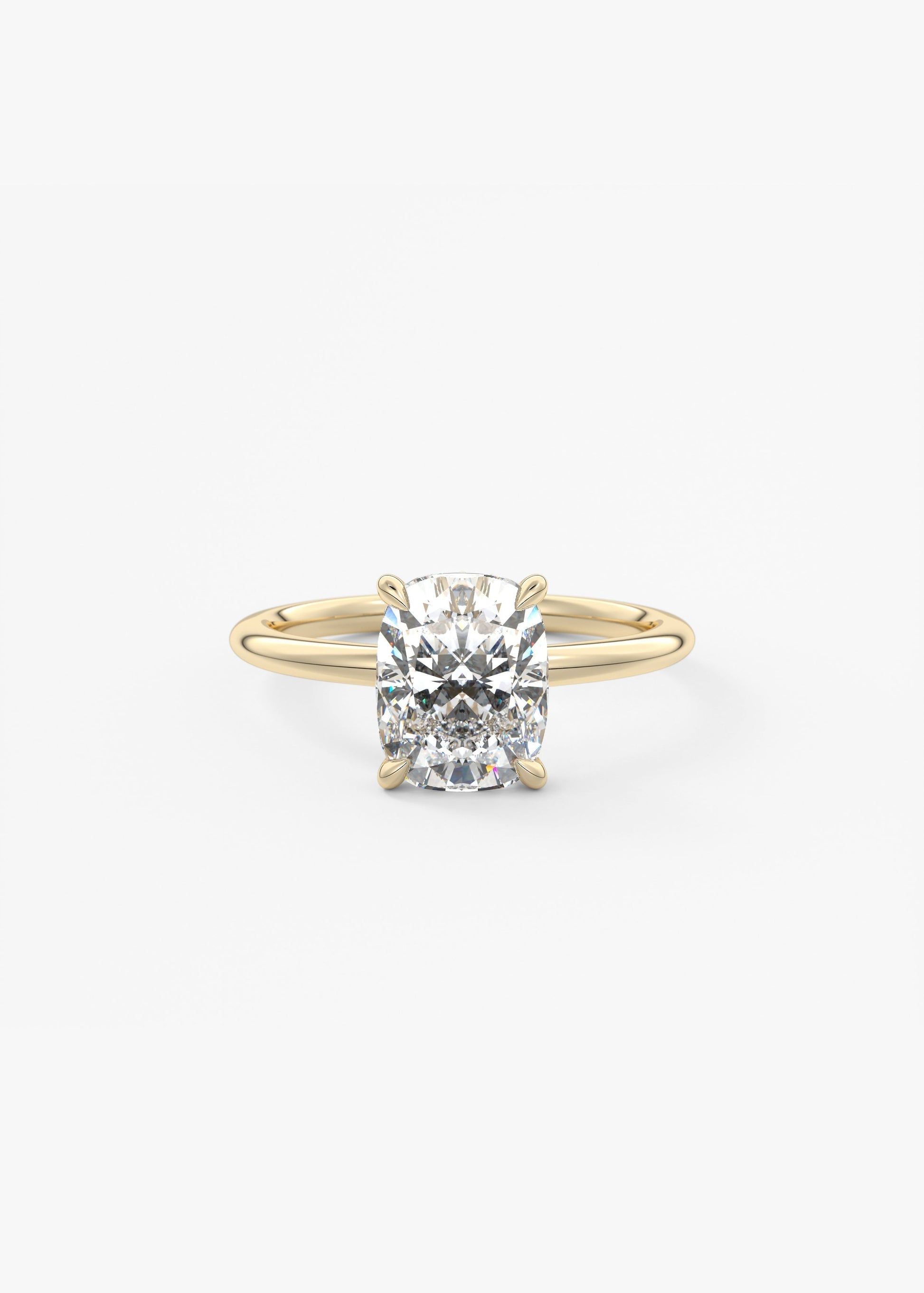 Elongated Cushion Hidden Halo Lab Grown Diamond Engagement Ring