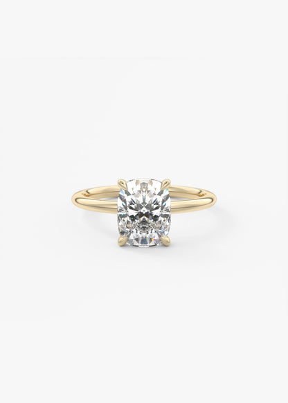 Elongated Cushion Hidden Halo Lab Grown Diamond Engagement Ring