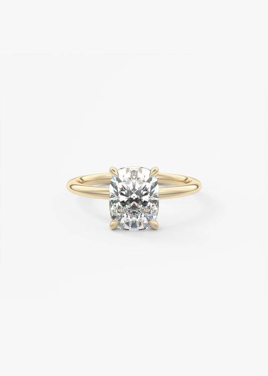 Elongated Cushion Hidden Halo Lab Grown Diamond Engagement Ring