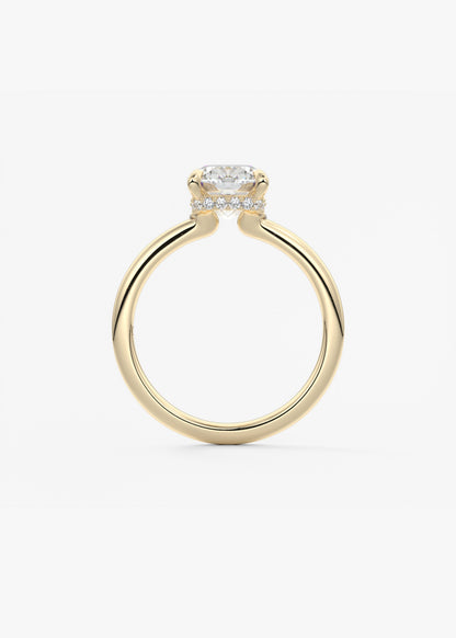 Elongated Cushion Hidden Halo Lab Grown Diamond Engagement Ring