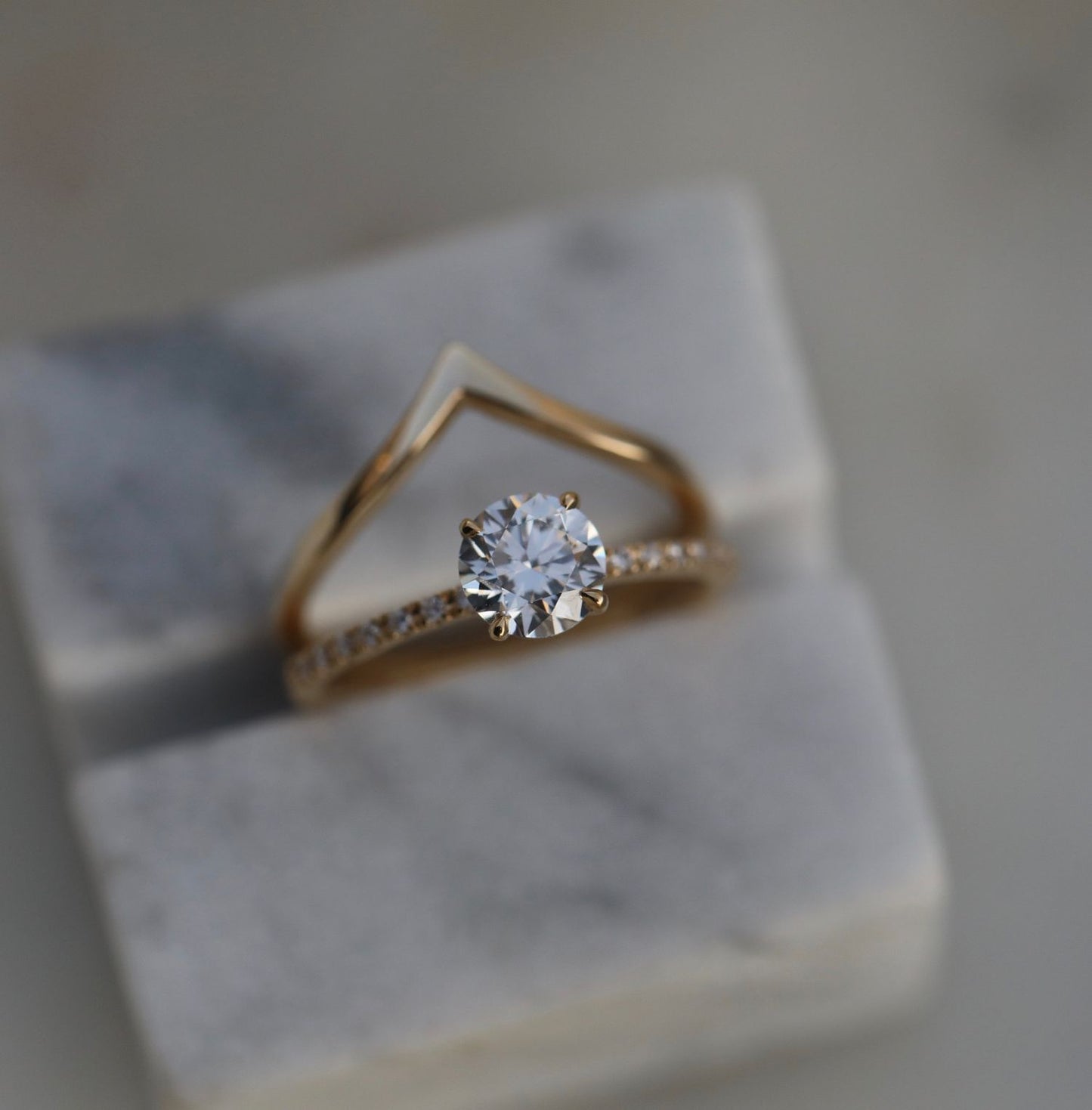 Round Cut Pave Lab Grown Diamond Engagement Ring